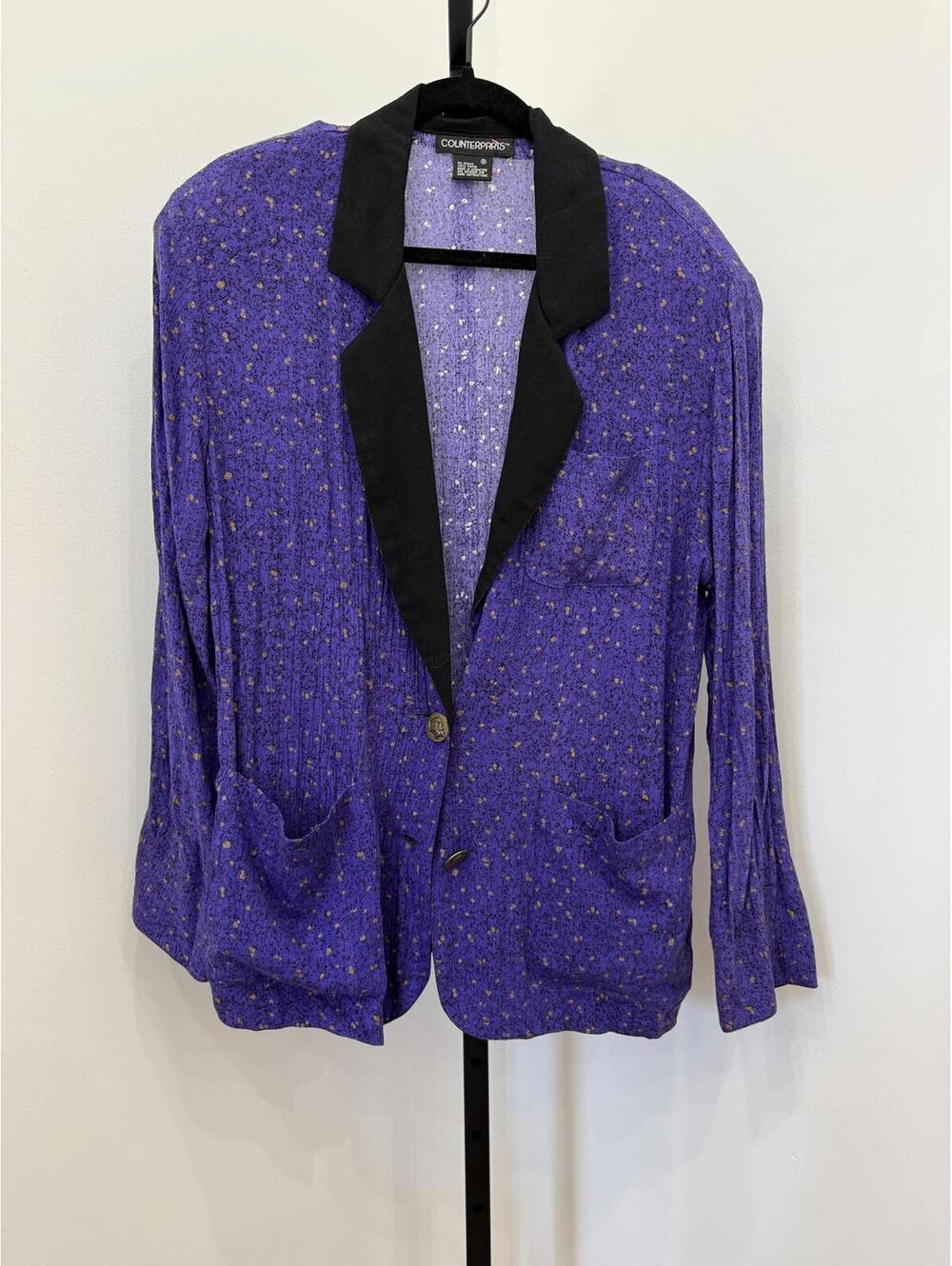 Vintage Counterparts Medium Purple Textured Blazer with Black Lapel